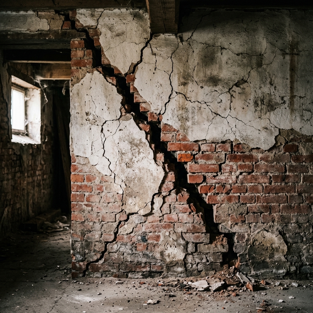 Structural damage and cracks in walls of rented property